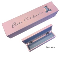 Wooden Baby Birth Certificate Holder - Pink
