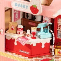 Rolife Wooden Model - DIY Miniature House Strawberry Milk Box