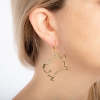 Disney Couture Kingdom - Winnie the Pooh - Outline Drop Earrings Yellow Gold