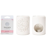 Tilley Ceramic Wax Melt Burner and Soy Wax Melts Set - Pink Lychee