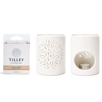 Tilley Ceramic Wax Melt Burner and Soy Wax Melts Set - Vanilla Bean