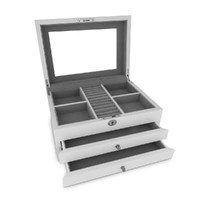 Russell Collection - White Glass 1 Drawer Jewellery Box 34cm