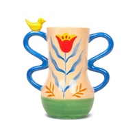 La La Land Beyond Retro Folk - Stoneware Hand Painted Vase