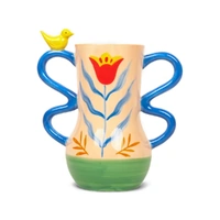 La La Land Beyond Retro Folk - Stoneware Hand Painted Vase