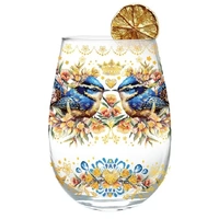 Lisa Pollock - Golden Glamour Stemless Glass Royal Wrens
