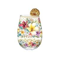 Lisa Pollock - Golden Glamour Stemless Glass Paradise Bloom