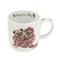 Royal Worcester Wrendale Christmas Mug - Snug as a Pug