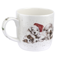 Wrendale Designs By Royal Worcester Christmas Mug - Puppies Waiting for Santa