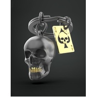 Metalmorphose Keychain - Black Skull with Playing Card
