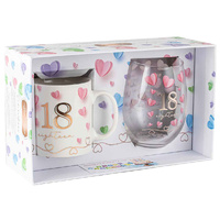 18th Birthday Mug & Stemless Wine Glass Set