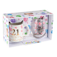 21st Birthday Mug & Stemless Wine Glass Set