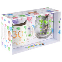 30th Birthday Mug & Stemless Wine Glass Set