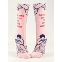 Blue Q Womens Crew Socks - Do One Thing Every Day That Scares Your Family