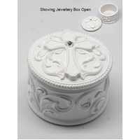 Jewellery Box With Cross - White