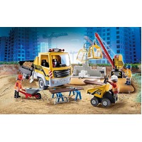 Playmobil City Action - Construction Site with Flatbed Truck