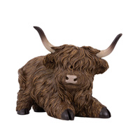 Splosh Rustic Meadow Statue - Highland Cow Sitting