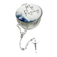 My Rosary Blue Porcelain Box with White Rosary Beads