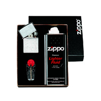 Zippo Gift Set - Lighter and Fluid - Brushed Chrome Lighter