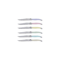 Jean Dubost Laguiole Simplicite - 12pc Steak Knife & Fork Set Pastels 