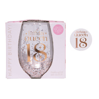 Splosh Celebration - 18th Glitter Stemless Glass & Badge Set
