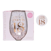 Splosh Celebration - 18th Glitter Stemless Glass & Badge Set