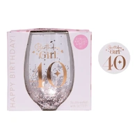 Splosh Celebration - Glitter Stemless Glass & Badge Set - 40