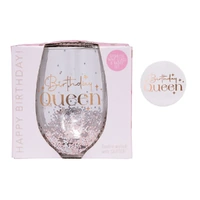 Splosh Celebration - Glitter Stemless Glass & Badge Set - Birthday