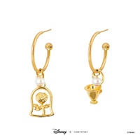 Disney x Short Story Hoop Earrings Beauty And The Beast - Gold