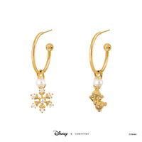 Disney x Short Story Hoop Earrings Frozen - Gold