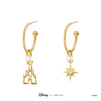 Disney x Short Story Hoop Earrings Castle - Gold