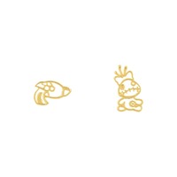 Disney x Short Story Earrings Lilo & Stitch Scrump & Blaster Stencil - Gold