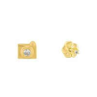 Disney x Short Story Earrings Lilo & Stitch Diamante Hibiscus & Camera - Gold