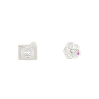 Disney x Short Story Earrings Lilo & Stitch Diamante Hibiscus & Camera - Silver