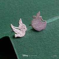 Disney x Short Story Earrings Blue Bird And Apple - Silver