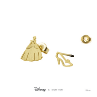 Disney x Short Story Earrings Cinderella Dress And Shoe - Gold