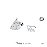 Disney x Short Story Earrings Cinderella Dress And Shoe - Silver