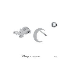 Disney x Short Story Earrings Genie's Lamp and Moon - Silver