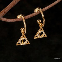 Harry Potter x Short Story Earrings - Diamante Deathly Hallows - Gold