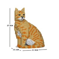 Jekca Animals - Tabby Cat Ginger Sitting 27cm