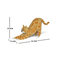 Jekca Animals - Tabby Cat Ginger Stretching 20cm
