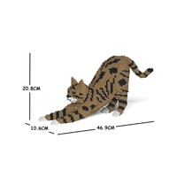 Jekca Animals - Tabby Cat Brown Stretching 20cm