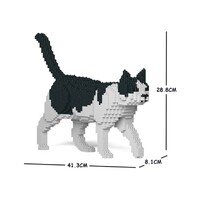 Jekca Animals - Black & White Cat Walking 28cm