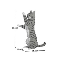Jekca Animals - Tabby Cat Grey Standing 39cm
