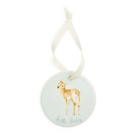 Royal Worcester Wrendale Designs Little Wren Hanging Ornament - 'Hello Baby' Fox & Fawn Double-Sided
