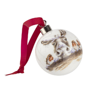 Royal Worcester Wrendale Christmas Bauble - The Christmas Donkey & Robin