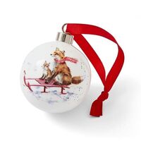 Royal Worcester Wrendale Christmas Bauble - Fox Sleigh Ride