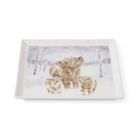 Royal Worcester Wrendale Designs Square Plate - A Highland Christmas Highland Cow