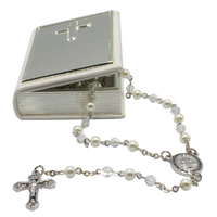 Whitehill Giftware - Rosary Beads in White Leatherette Case 