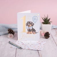 Wrendale Designs Greeting Card - 1st Birthday (Boy) 'A Pawsome Day'