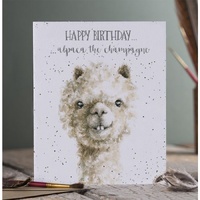 Wrendale Designs Greeting Card - Happy Birthday… Alpaca The Champagne